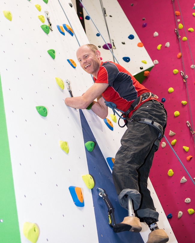 Jamie Andrew climbs the new wall at Perth Climbing Centre