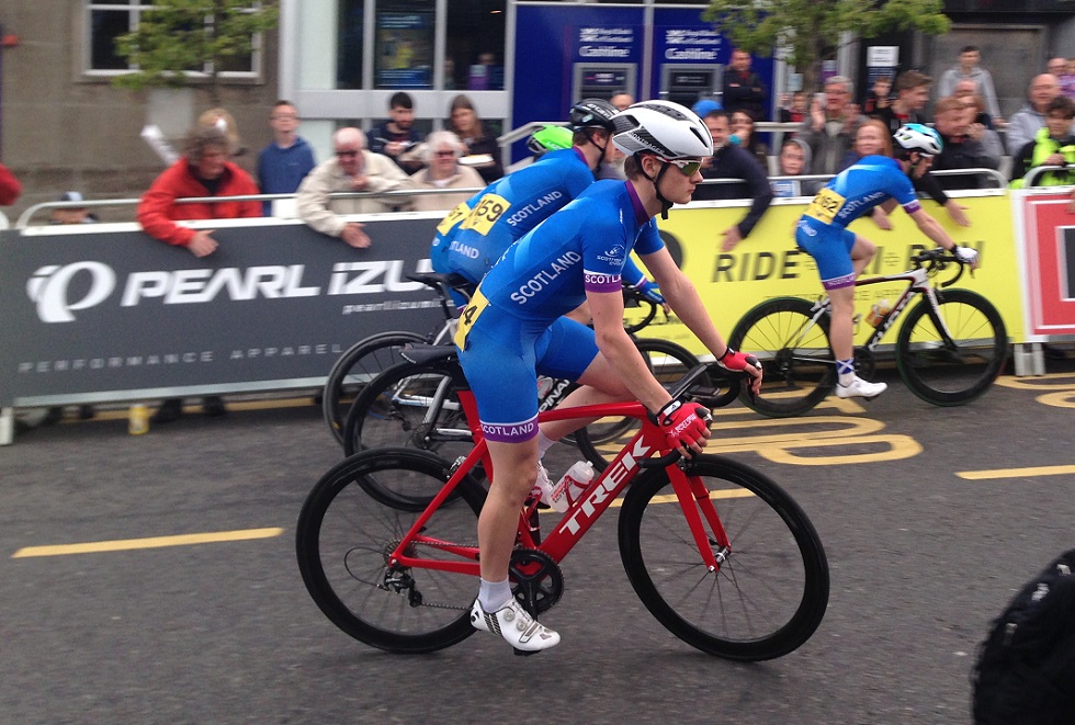 A cyclist participating in the Scottish Cycling Tour Series