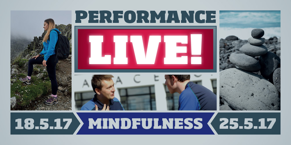 A graphic depicting Performance LIVE! Mindfulness shows on 18/25 May 