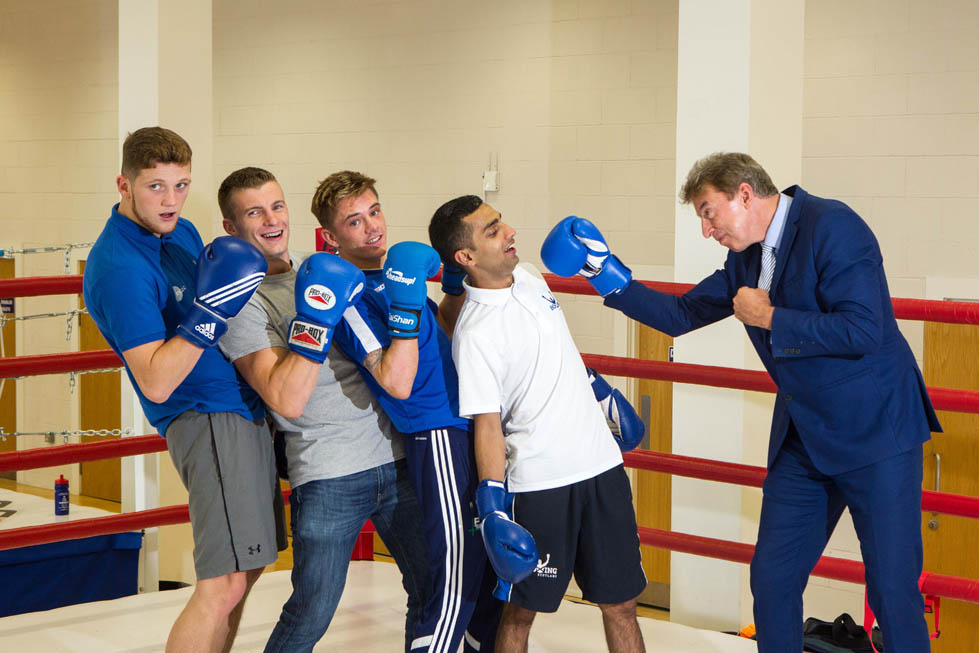 John Docherty, Sean Lazzerini, Lee McGregor, Aqeel Ahmed and Mike Whittingham (Director of High Performance SportScotland Institute of Sport)