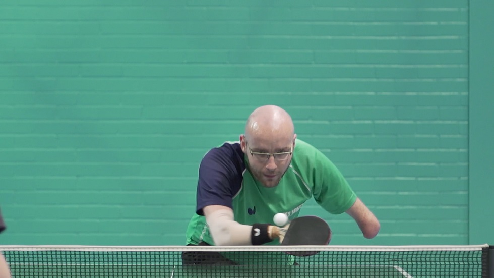 Martin Perry playing table tennis