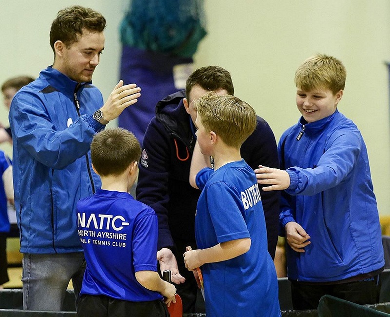 Chris and Richard Main coach at North Ayrshire Table Tennis Club