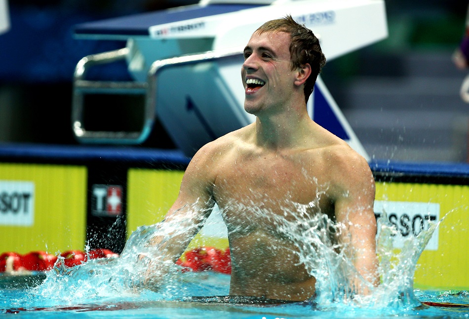 Robbie Renwick celebrates after winning Commonwealth Games gold