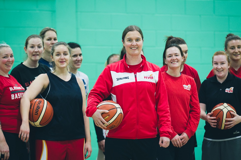 Adrienne Hunter with Glasgow Fever players