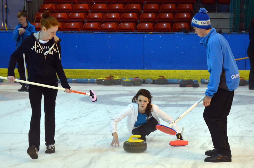 Women's curling action