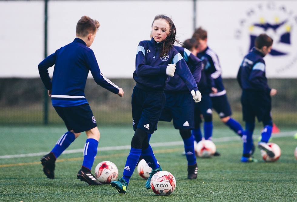 A female youth player at Gartcairn Football Academy