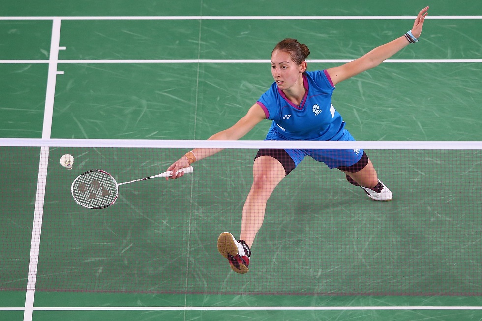 Kirsty Gilmour on court at Glasgow 2014