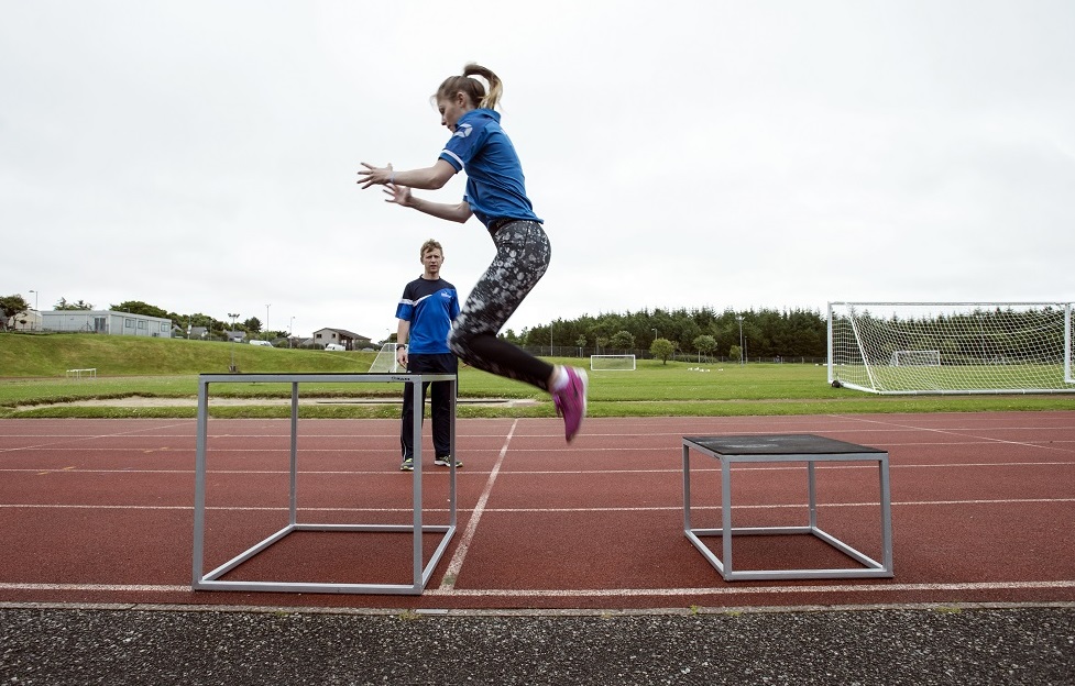 Physical preparation coach Euan Macleod oversees an athletics session in the Western Isles