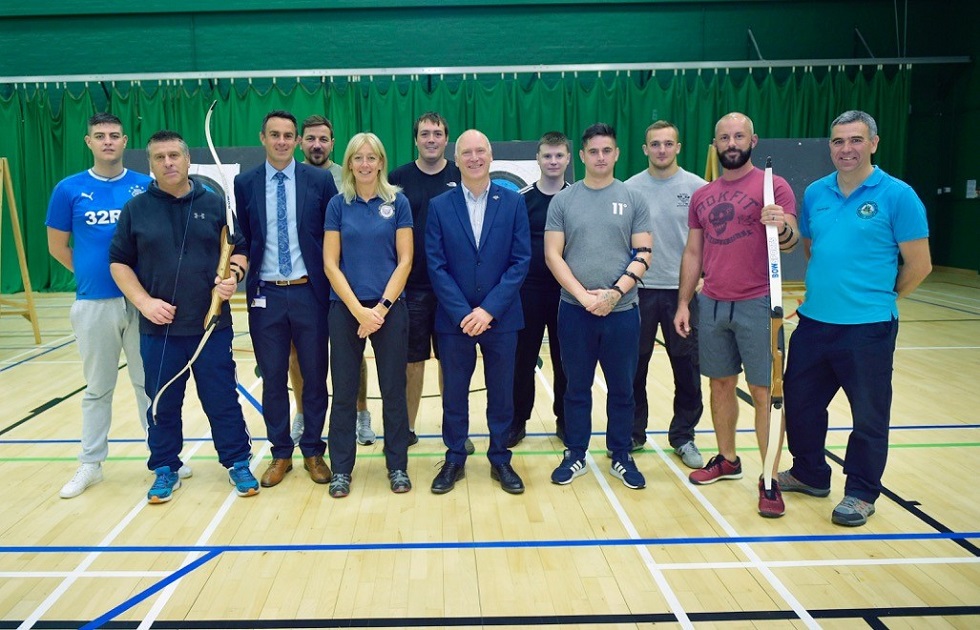 Minister for Sport Joe FitzPatrick with service veterans at sportscotland Inverclyde