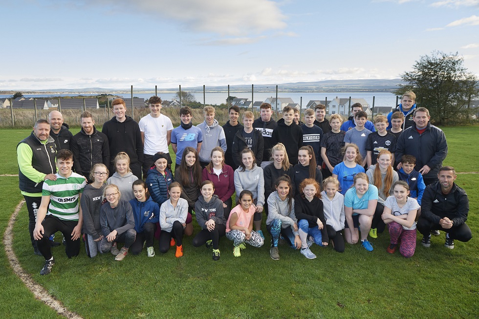 Fortrose Academy pupils with the coaches