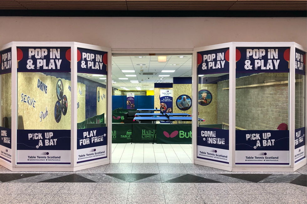 Table Tennis pop up store in South Gyle Centre in Edinburgh