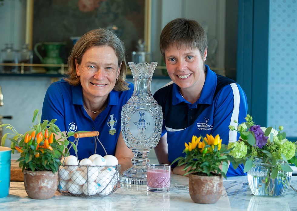 Solheim Cup captain Catriona Matthew with sportscotland head of performance nutrition Irene Riach