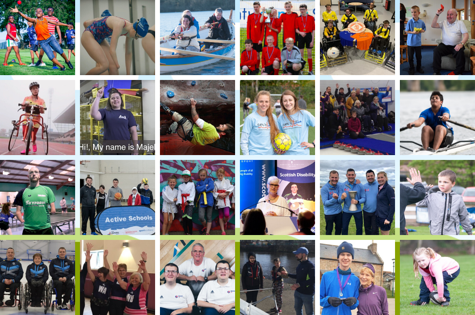 A collage of images from sportscotland's sport for all 2019 campaign