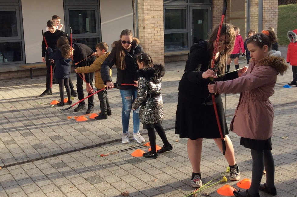 Archery class at school