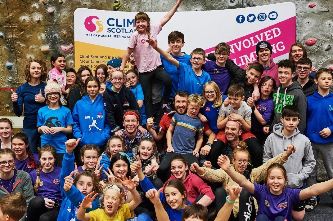 Coach Ian Rendall with participants in the Climb Scotland Orkney Academy