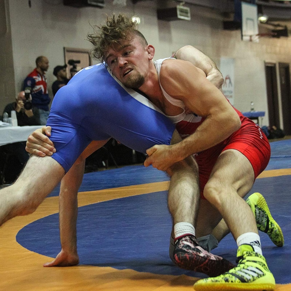 Two male wrestlers