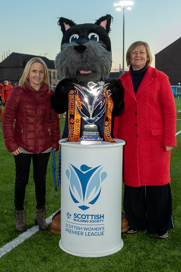 Fiona McIntyre with the Scottish Women's Premier League trophy