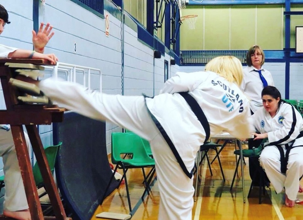 Rachelle doing Taekwondo