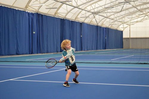 Patrick, age 5, Oriam indoor tennis centre